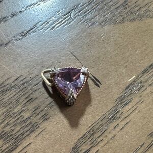 Elegant Amethyst Gemstone Pendant w/ Diamonds and set in .925 sterling silver.